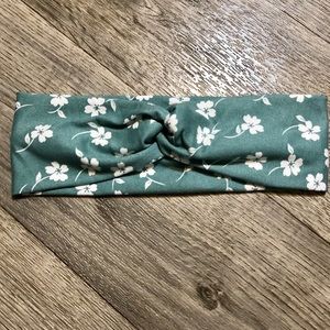 Mint Floral Wide Twisted Headband Handmade NEW
